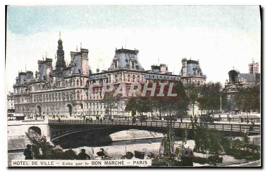 CPA Hotel de Ville Edite par le Bon Marche Paris Marche aux fleurs