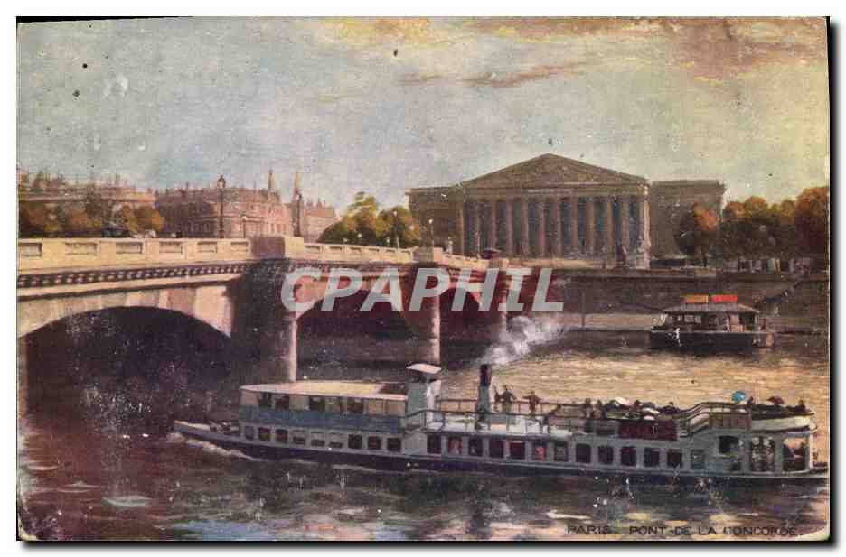 CPA Paris Pont de la Concorde Peniches