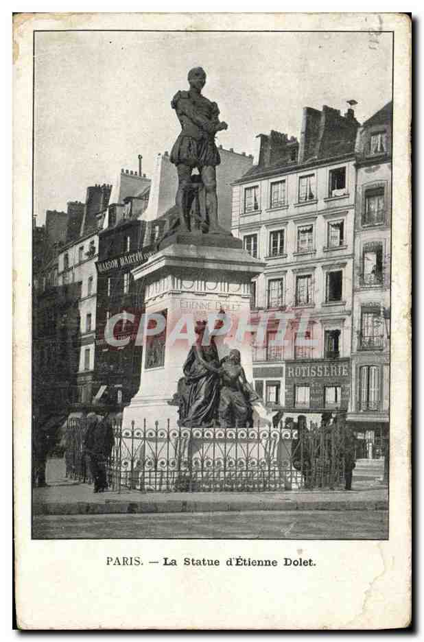 CPA Paris La Statue d Etienne Dolet
