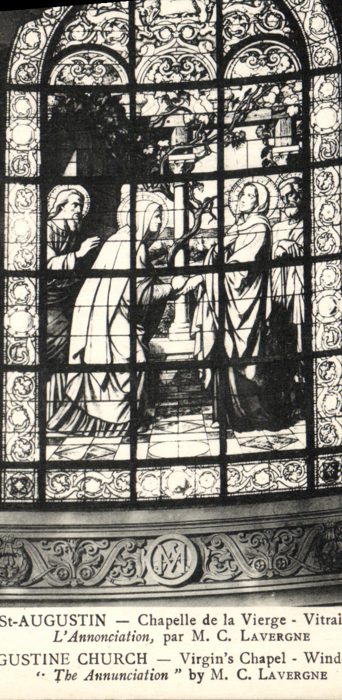 CPA Paris St Augustin Chapelle de la Vierge Vitrail de gauche Lavergne L annonciation