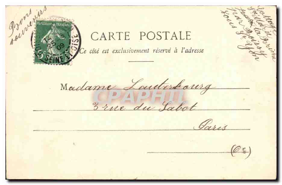 CPA Environs de Dourdan de Favieres Le grand portail — Rückseite