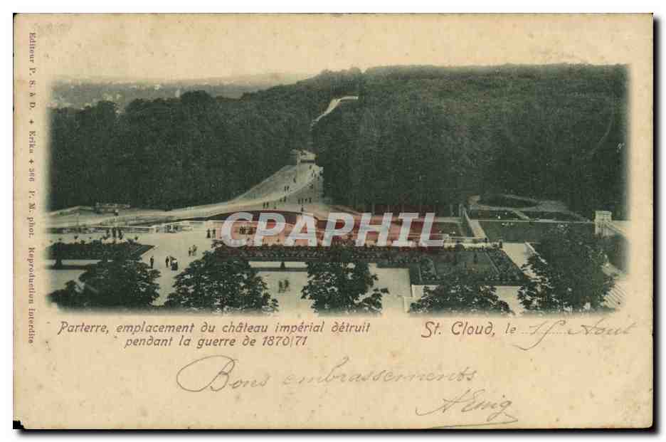 CPA Saint Cloud Parterre emplacement du chateau imperial detruit pendant la guerre de 1870 1871 Militaria