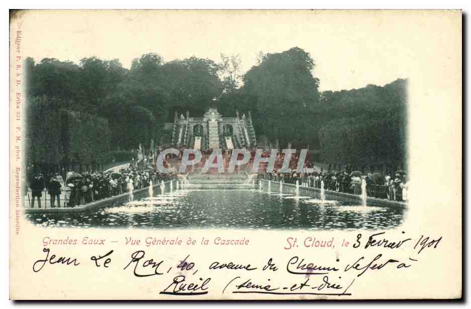 CPA Saint Cloud Grande Eaux Vue Generale de la Cascade