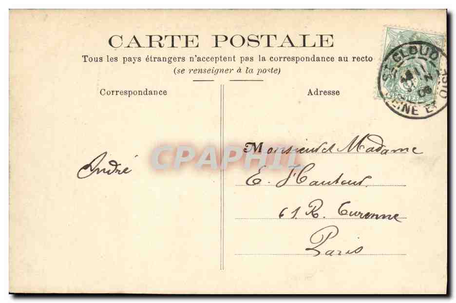 CPA St Cloud Vue Generale Prise de la Terrasse — Rückseite
