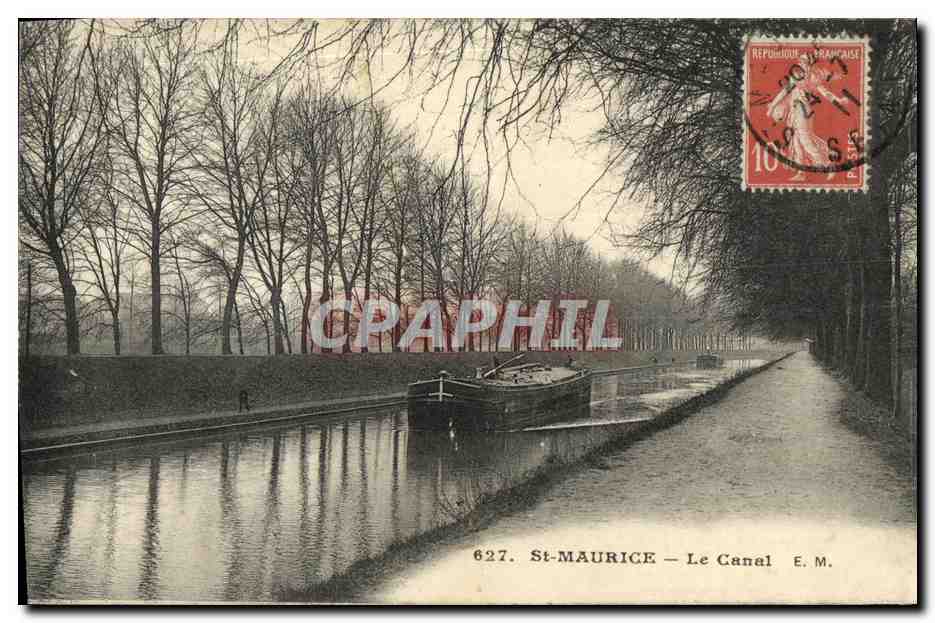 CPA Saint Maurice Le Canal Peniche Bateau