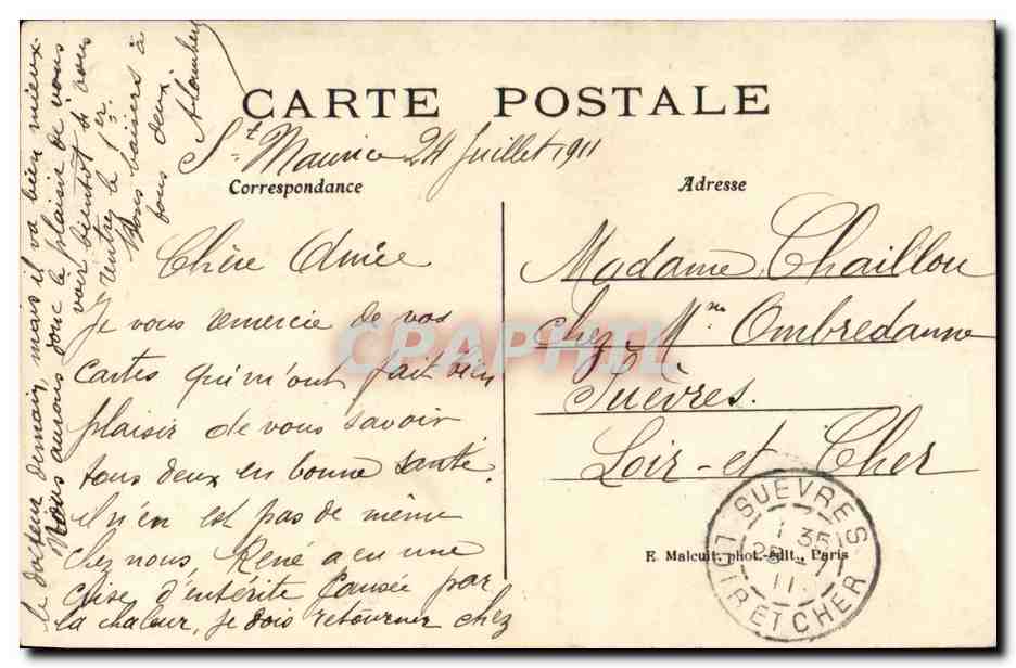CPA Saint Maurice Le Canal Peniche Bateau — Back