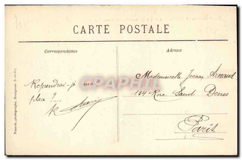CPA Foret de Senart Carrefour de Montgeron Maison Forestiere — Back