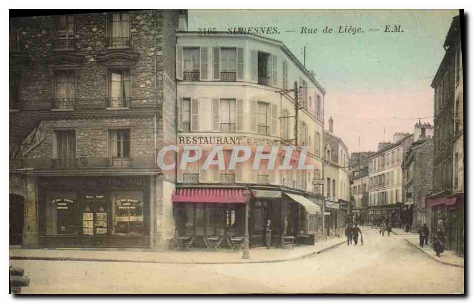 CPA Suresnes Rue de Liege Restaurant Au petit Rose