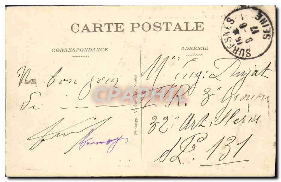 CPA Suresnes Le Pont Vue Artistique Peniche Chocolat Menier Maggi — Rückseite