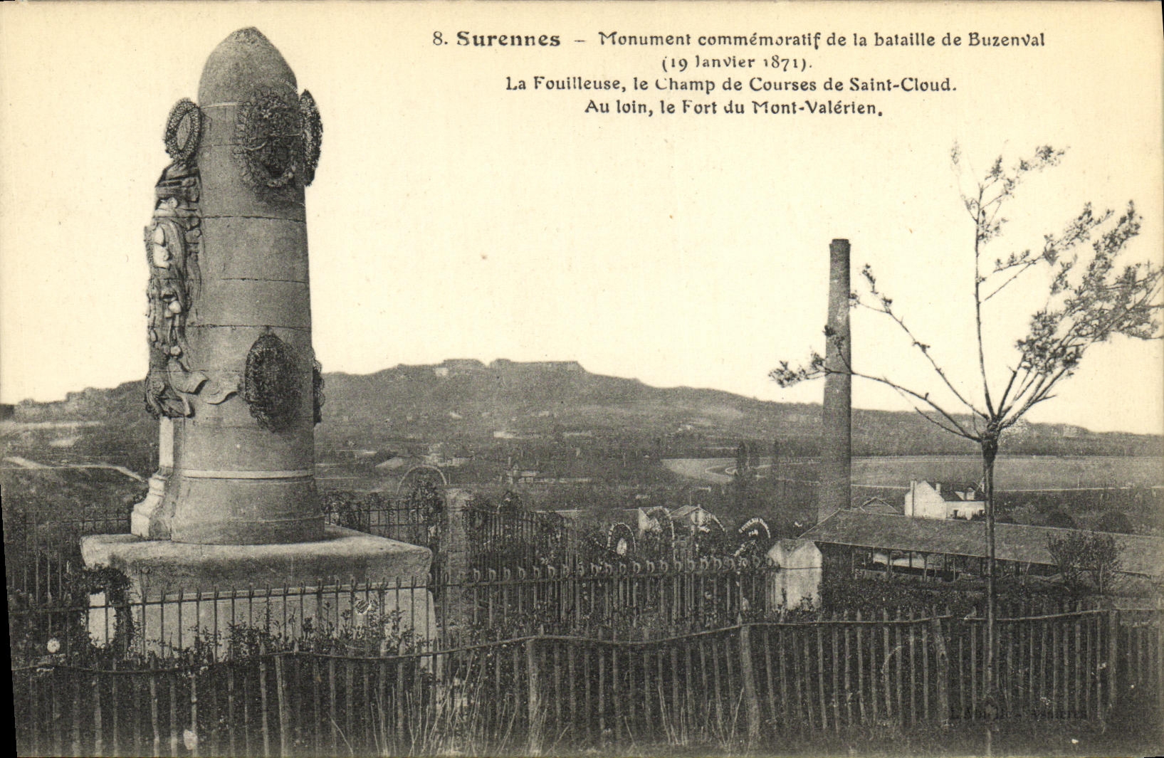 CPA Suresnes Monument Commemoratif de la Bataille de Buzenval La Fouilleuse Le champ de courses de Saint Cloud Le fort d