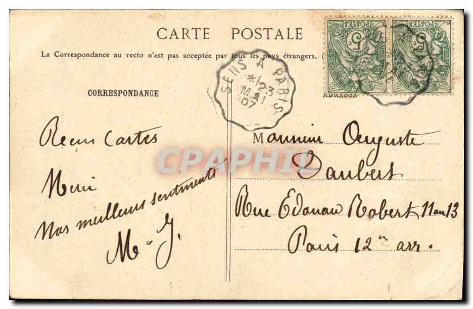 Route d'Yerres à Brunoy, vue prise à Soullins — L. Combès, Édit. — E.H. Paris — Verso
