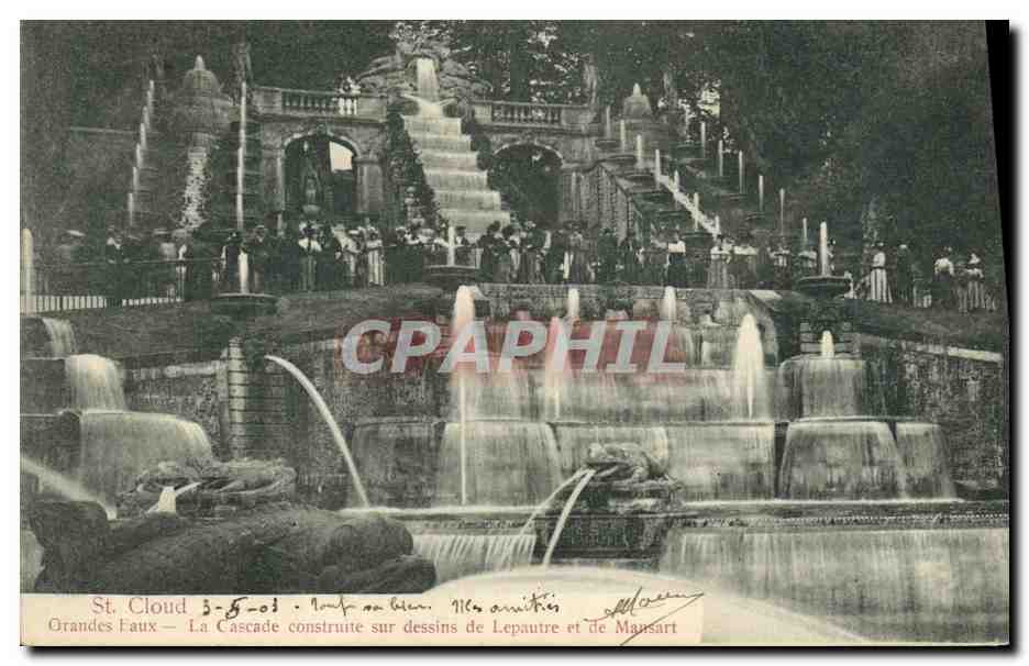 CPA St Cloud Orandes Eaux La Cascade Construite Sur dessins de Lepautre et de Mansart