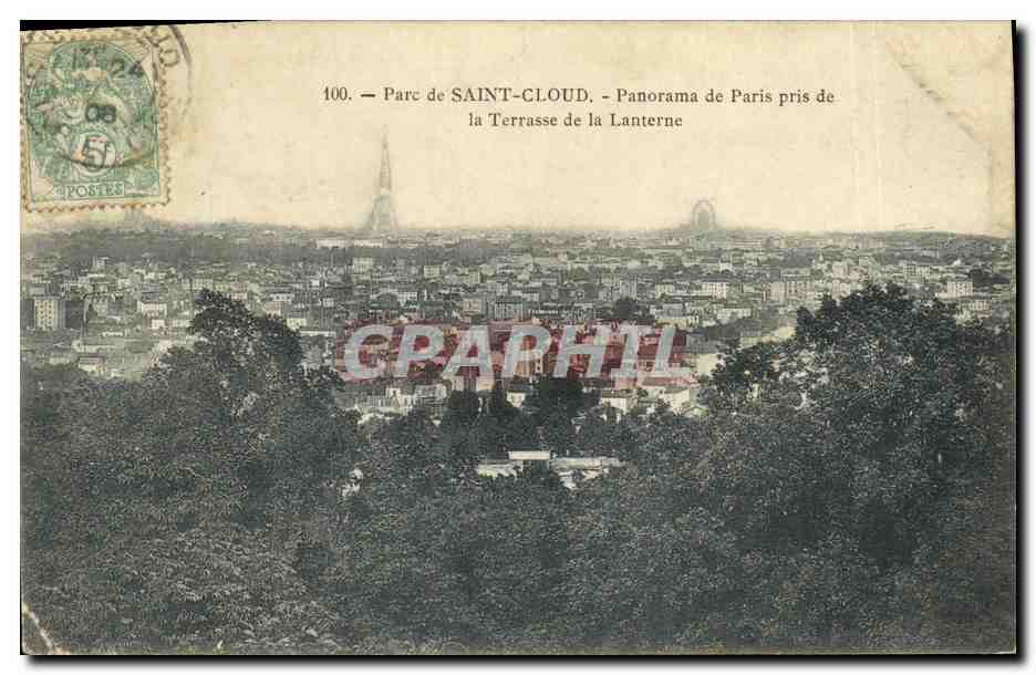 CPA Saint Cloud Panorama de Paris Pris de la Terrasse de la Lanterne Tour Eiffel