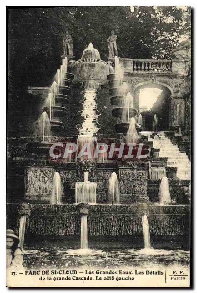 CPA Saint Cloud Grandes Eaux Details de la grande cascade Le cote gauche