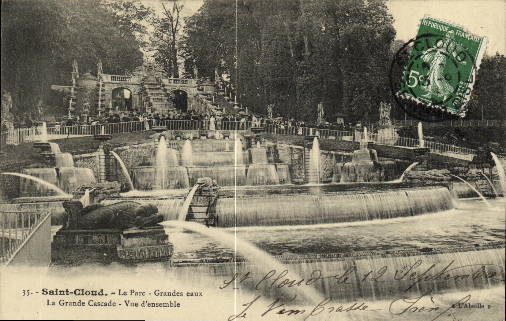 CPA Saint Cloud Le parc Grandes eaux La grande cascade Vue d ensemble