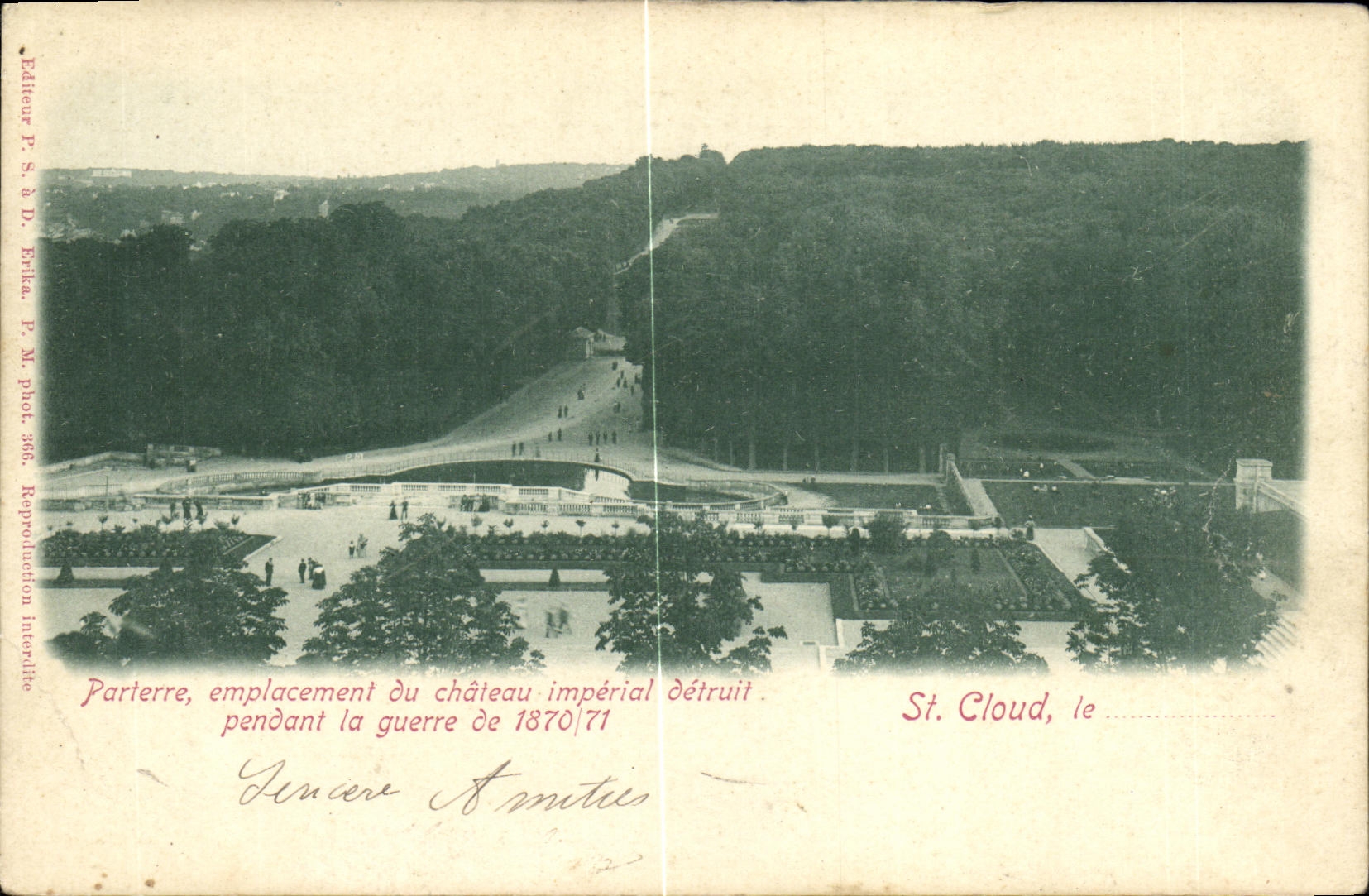 CPA St Cloud Parterre Emplacement du Chateau Imperial detruit pendant la guerre de 1870 1871 Militaria