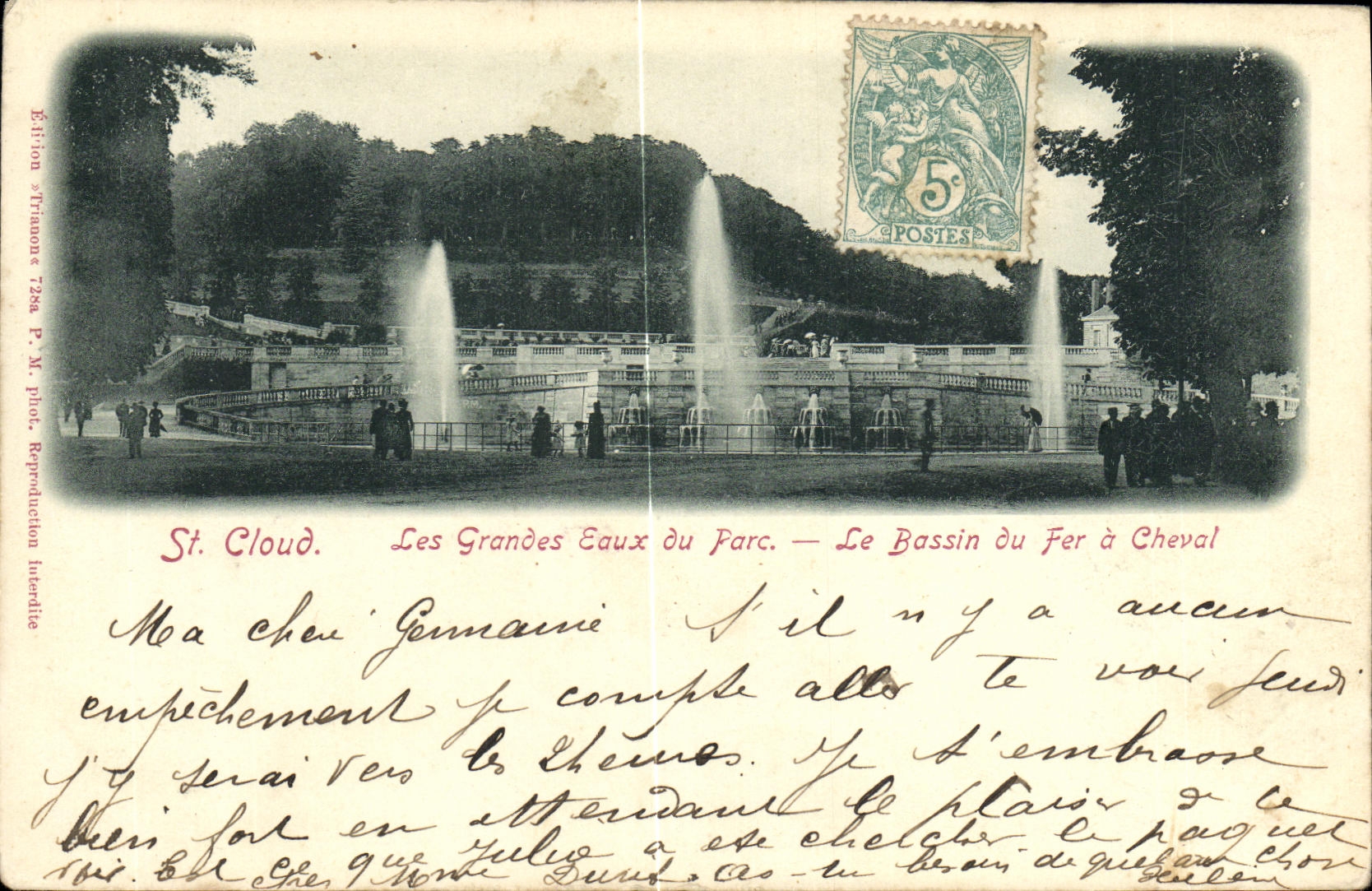 CPA St Cloud Les grandes eaux du parc Le bassin du fer a cheval