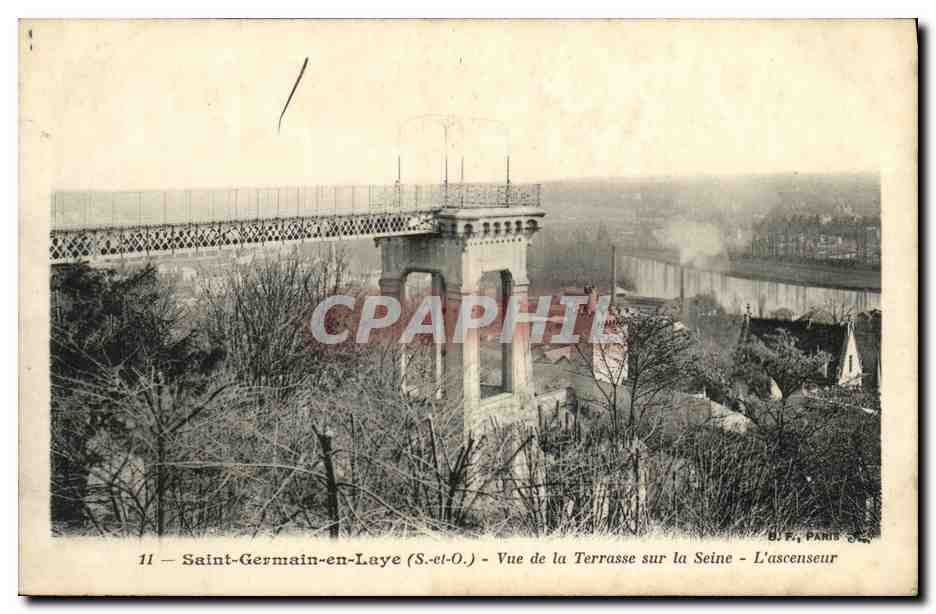 CPA St Germain en Laye Vue de la Terrasse sur la Seine L Ascenseur