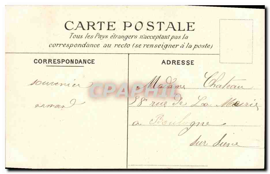 CPA Saint Cloud Incendie du Chateau par les Allemands 13 octobre 1870 — Rückseite
