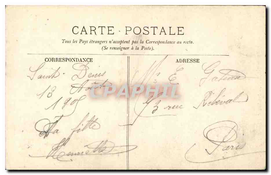 CPA St Denis Tombeau de Diane de France — Rückseite