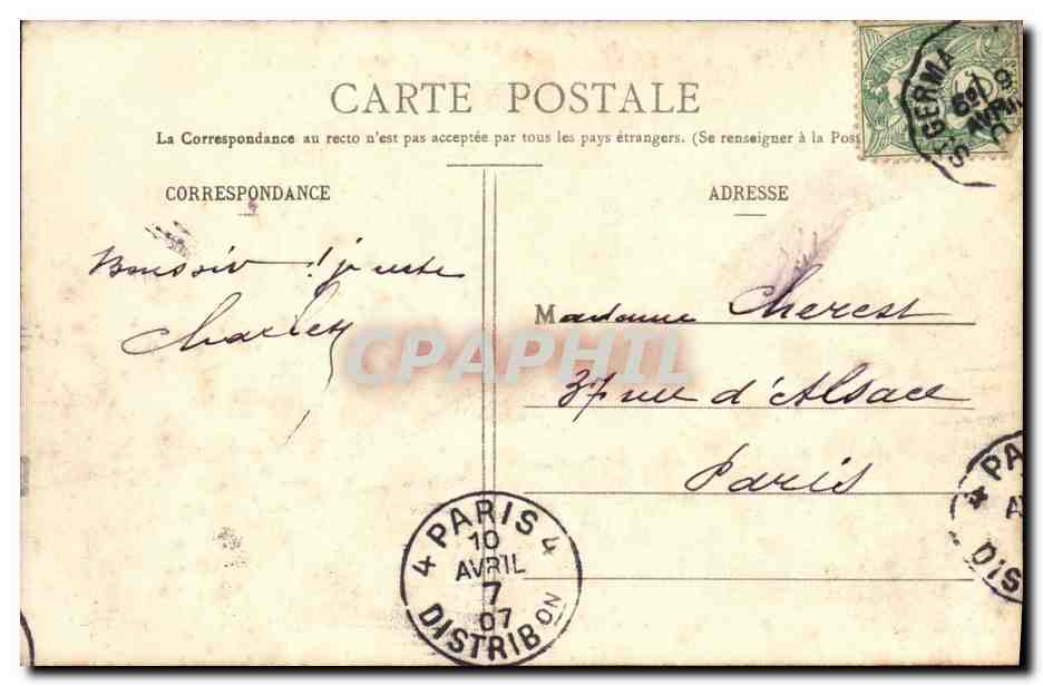 St-GERMAIN-en-LAYE - Le Parterre - La Gare - L'Église - Le Château — P.D. PARIS n°8 — Rückseite