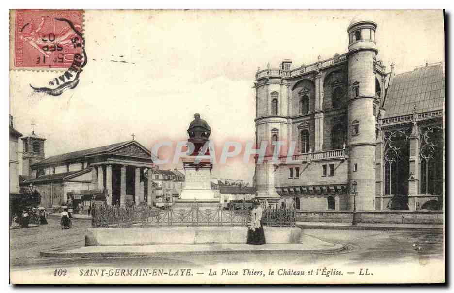 CPA Saint Germain En Laye La Place Thiers le Chateau et l Eglise