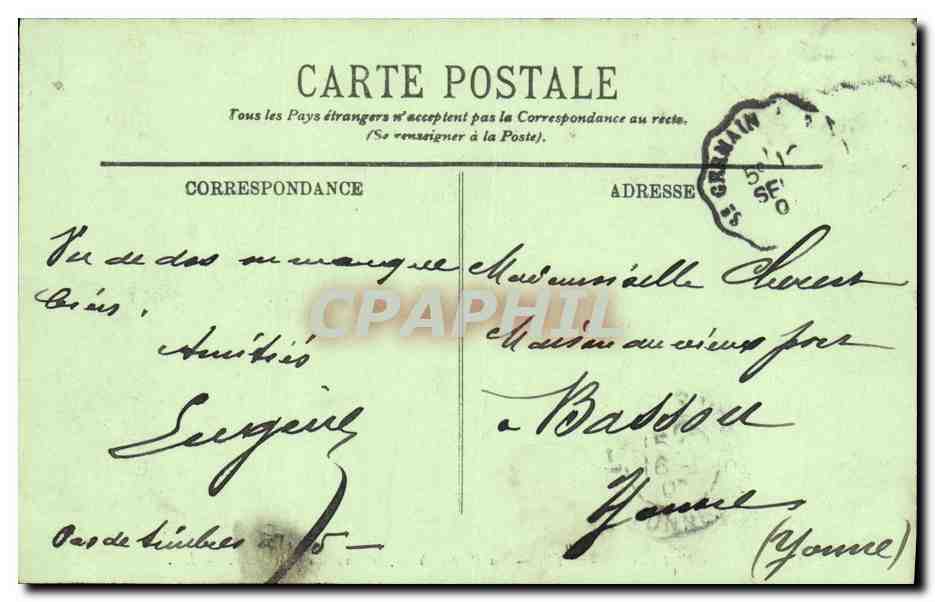 CPA Saint Germain En Laye La Place Thiers le Chateau et l Eglise — Verso