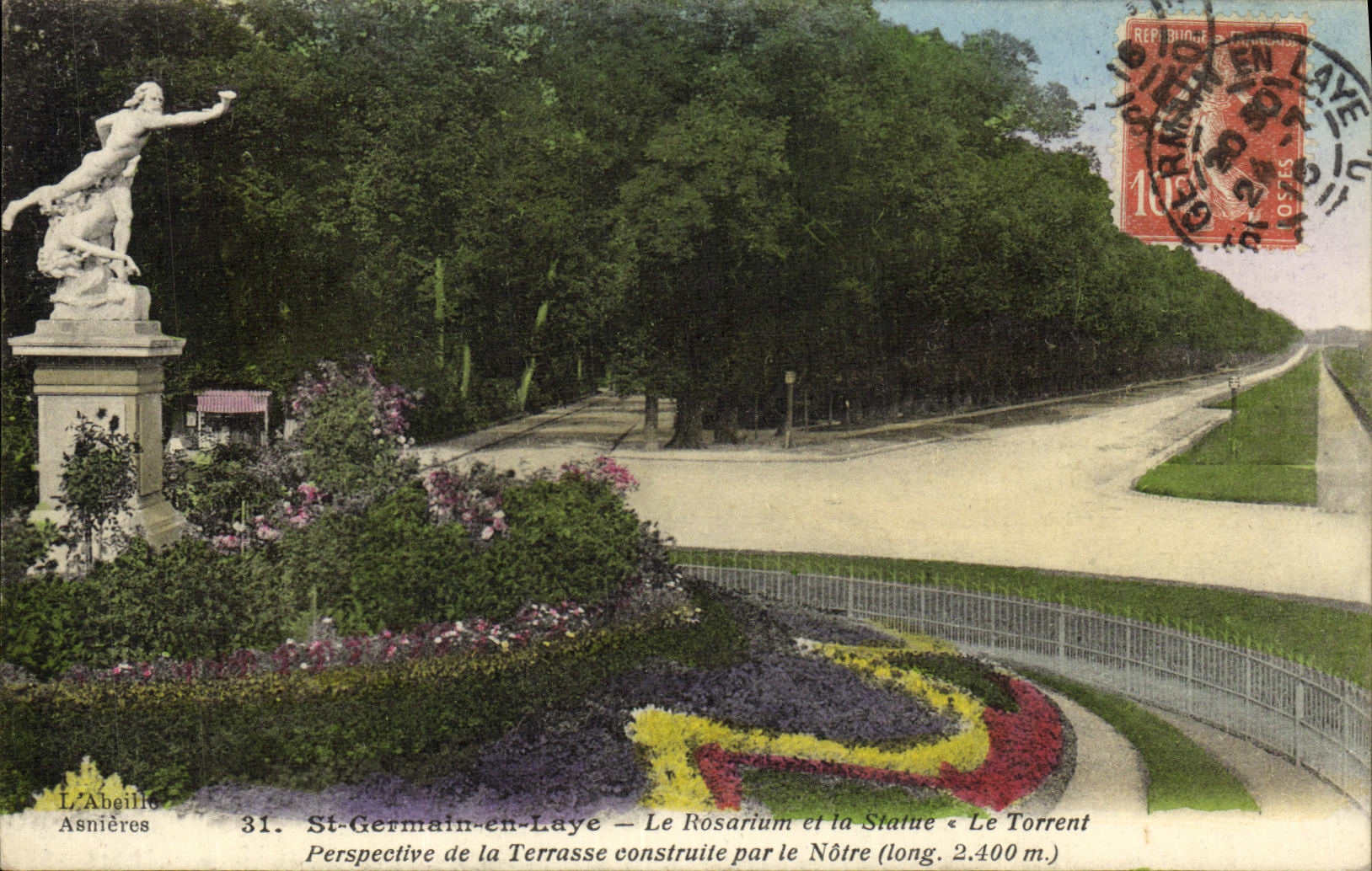 St-Germain-en-Laye — Le Rosarium et la Statue « Le Torrent » — L'Abeille, Asnières