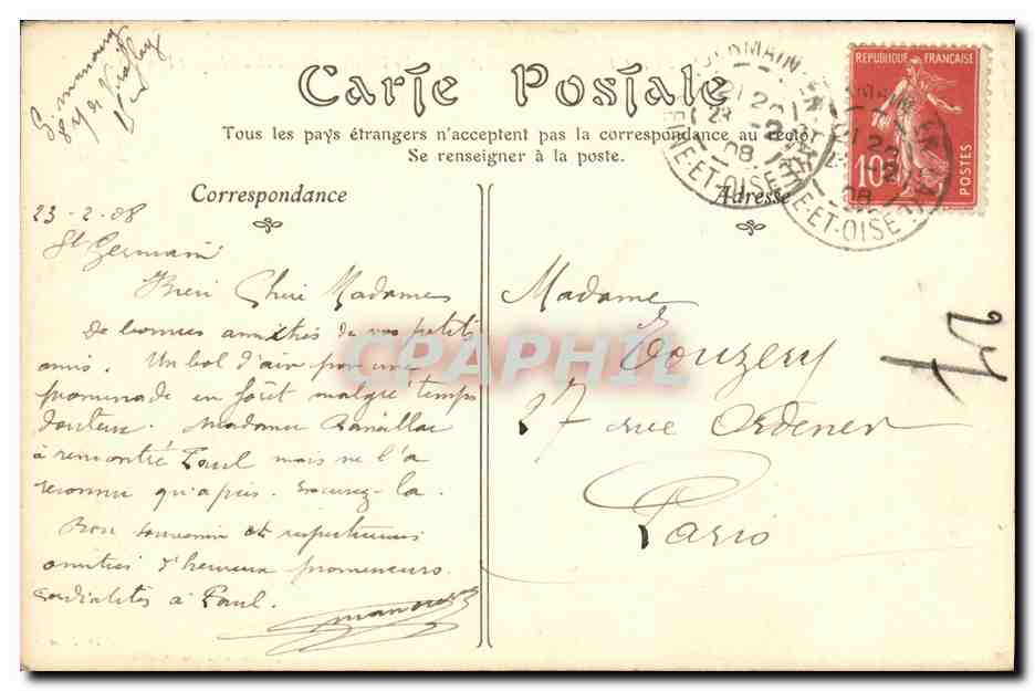 CPA St Germain en Laye Le Pavillon Henri IV ou Naquit Louis XIV — Rückseite