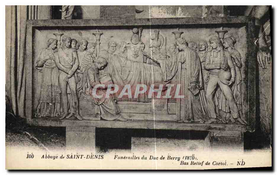 CPA Abbaye de Saint Denis Funerailles du Duc de Berry Bas relief de Cortot