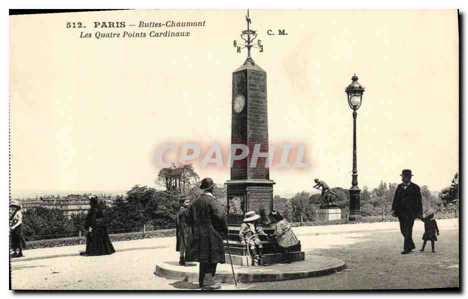 CPA Paris Buttes Chaumont Les Quatre Points Cardinaux