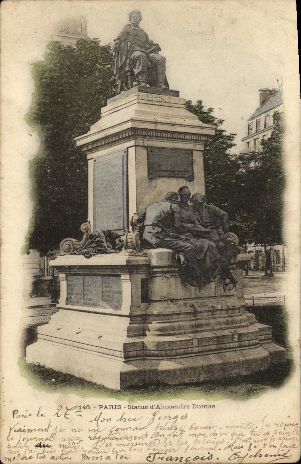 CPA Paris Statue d Alexandre Dumas 