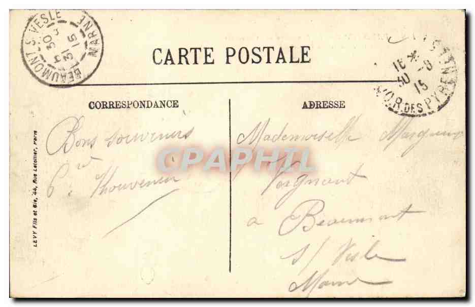 CPA Paris Le Boulevard des Capucines et le Theatre du Vaudeville — Rückseite