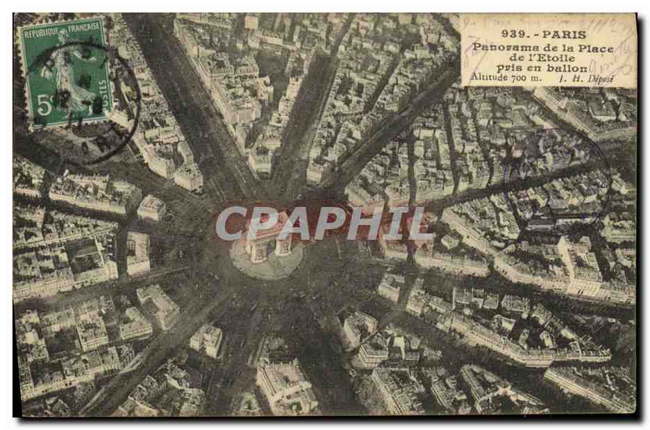 CPA Paris Panorama de la Place de l Etoile pris en ballon