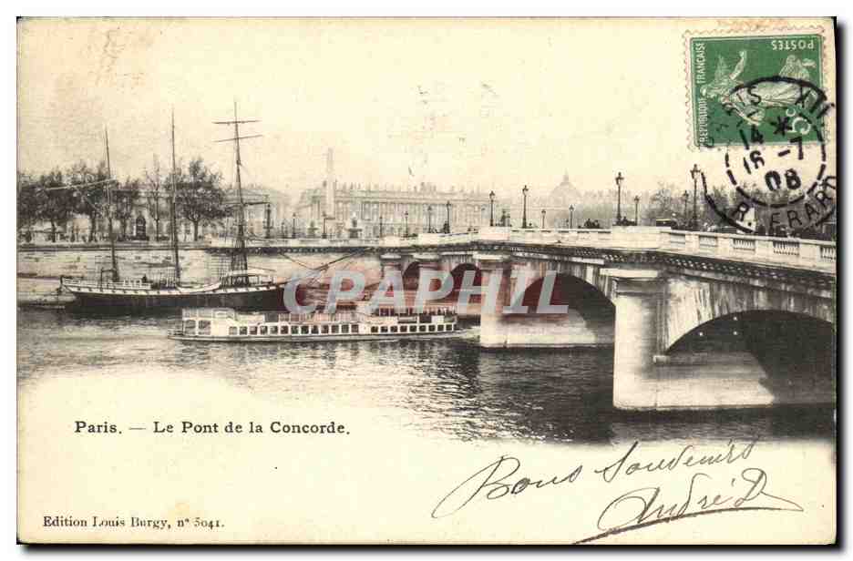 CPA Paris Le Pont de la Concorde Bateaux