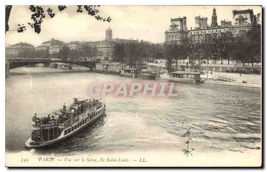 CPA Paris Vue sur la Seine lle Saint Louis Peniche Quinquina