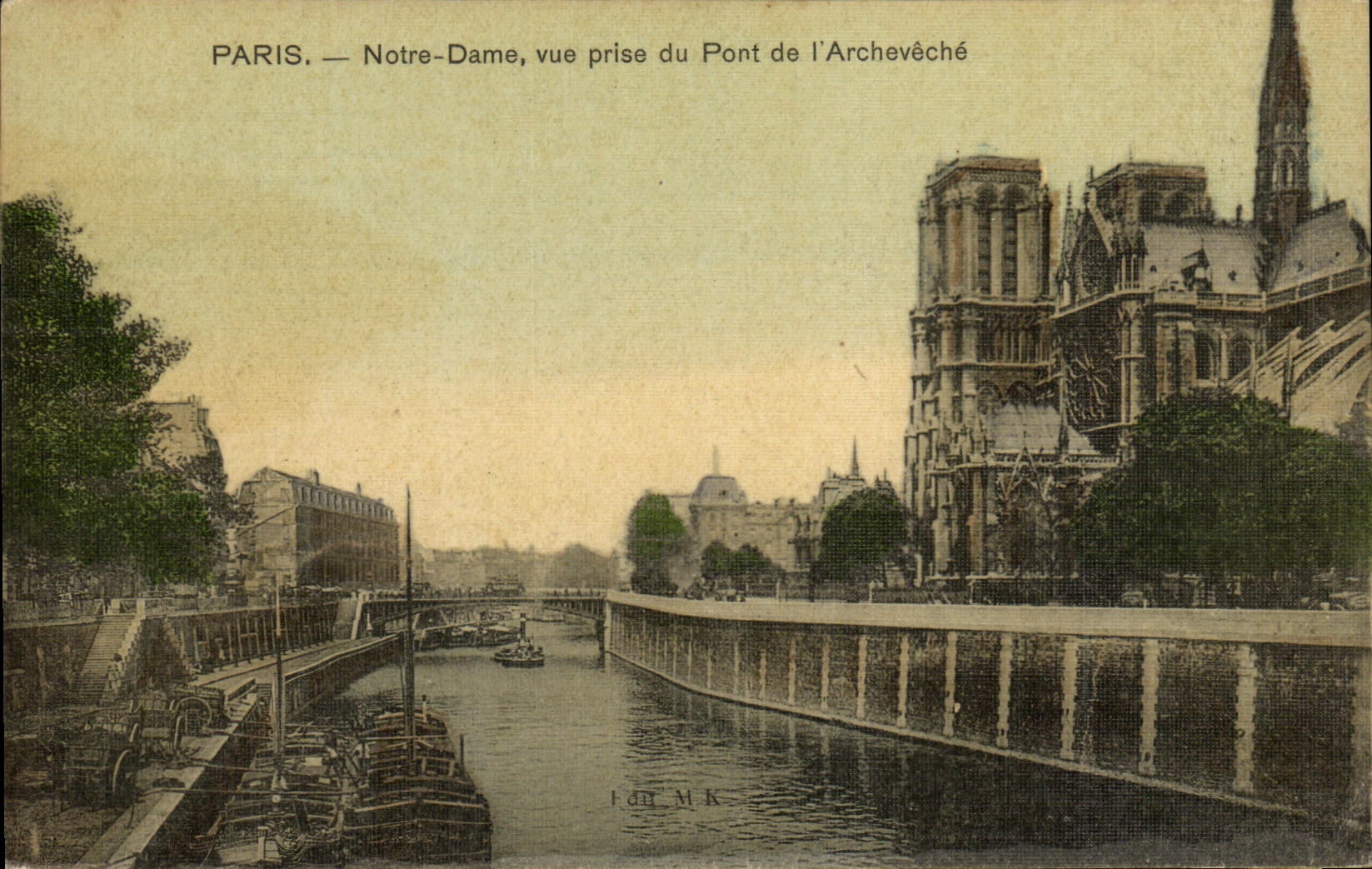 CPA Paris Notre Dame vue prise du Pont de l Archeveche