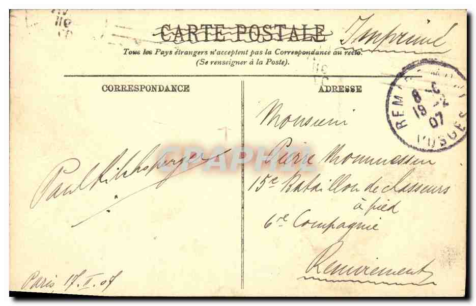 CPA Paris Le Sacre Coeur Le Calvaire — Rückseite