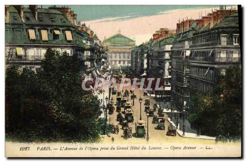 CPA Paris L Avenue de l Opera prise du Grand Hotel du Louvre