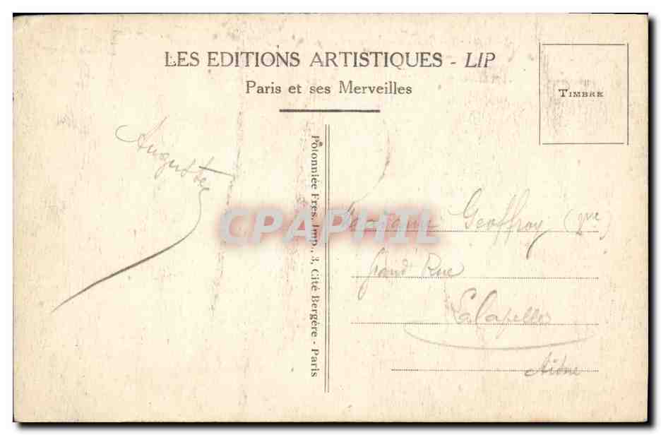 CPA Paris L Avenue des Champs Elysees  — Rückseite