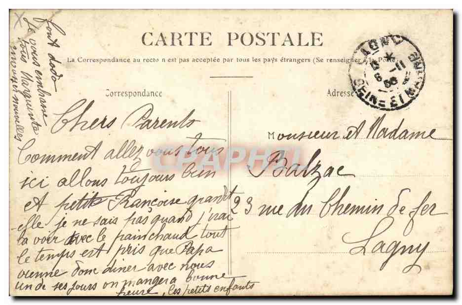 CPA Paris Place et Fontaine Saint Sulpice — Rückseite