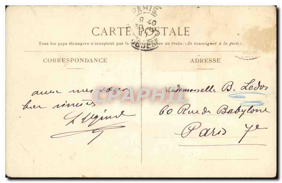 CPA De Paris Je vous envoie mes Voeux de Bonne Annee — Verso