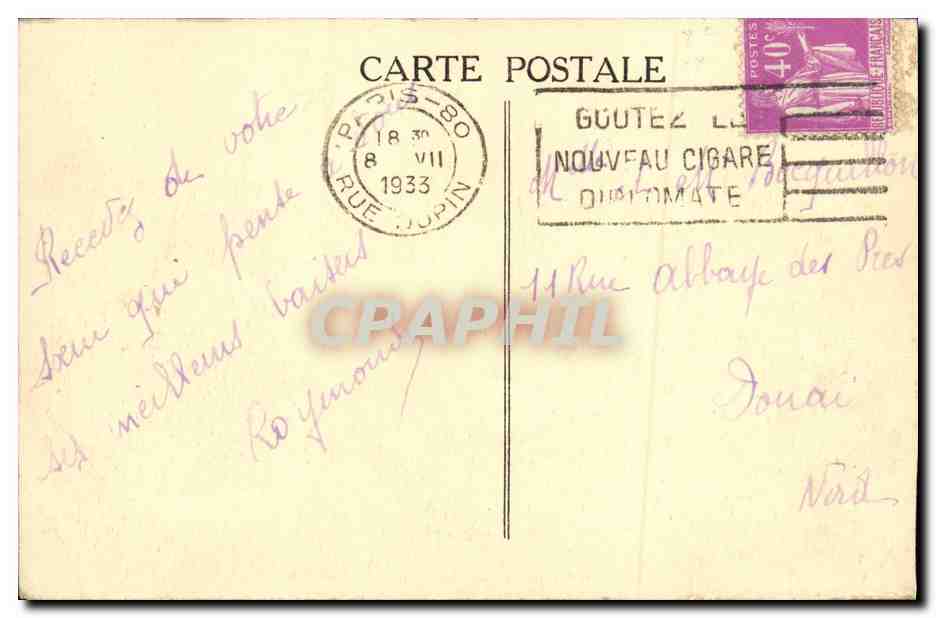 CPA Paris Le Pont et la Place de la Concorde — Verso