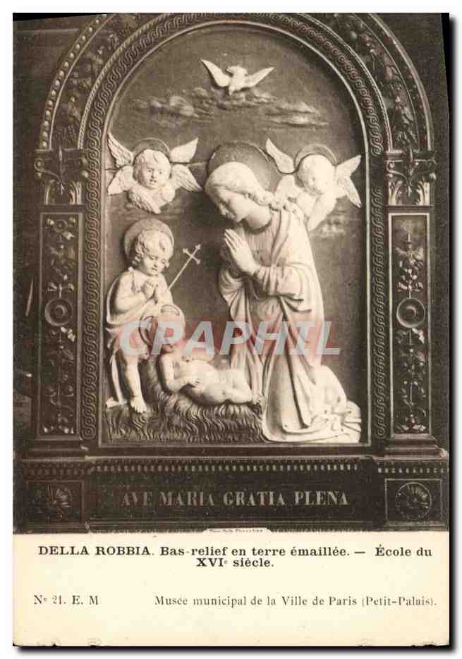 CPA Della Robbia Bas relief en terre emaillee Ecole du XVl e siecle Musee municipal de la Ville de Paris