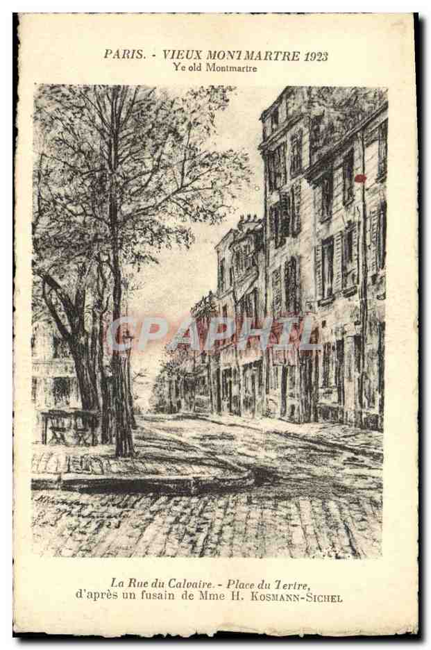 CPA Vieux Montmartre Paris La rue du calvaire Place du Tertre