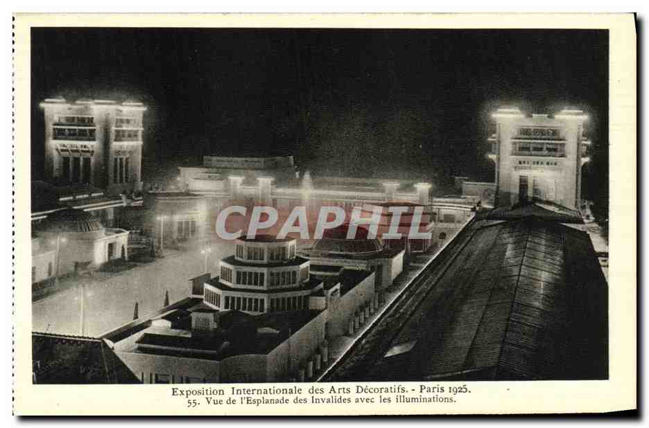 CPA Exposition Internationale des Arts Decoratifs Paris Vue de l Esplande des Invalides avec les illuminations