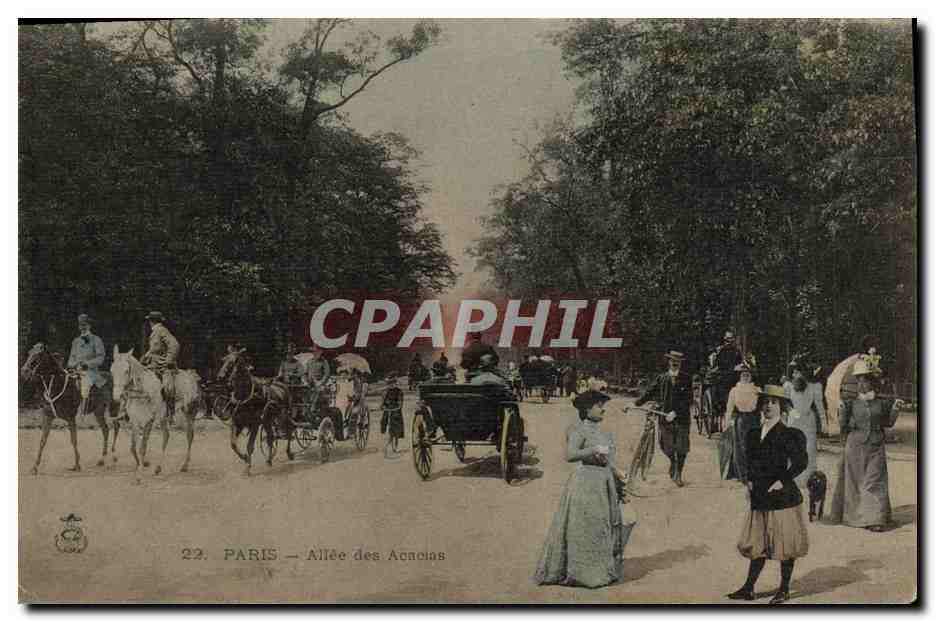 CPA Paris Allee Des Acacias Chevaux