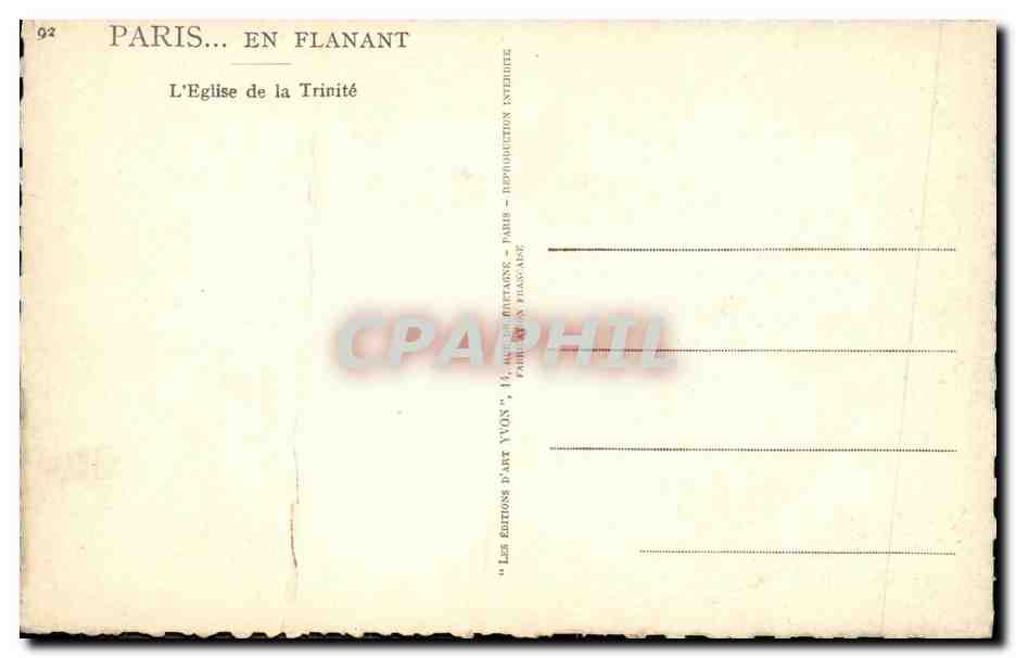 CPA Paris En Flanant L Eglise de la Trinite — Rückseite