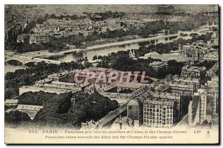 CPA Paris Panorama pris les quartiers de l Alma des Champs Elysees
