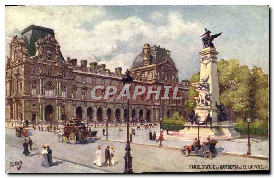 CPA Paris Statue de Gambetta et le Louvre